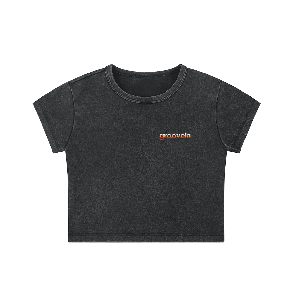 Sunset Wordmark washed crop top, flat front