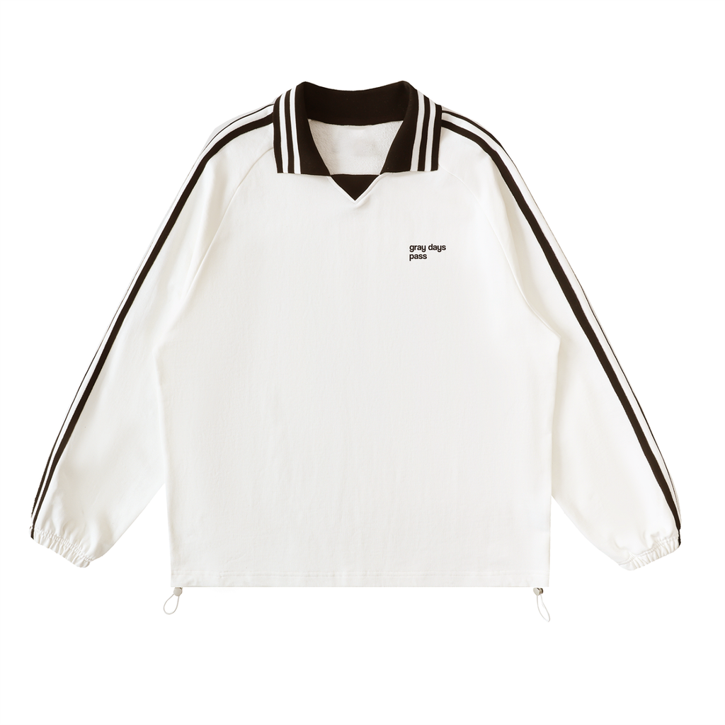 Gray Days Pass striped collar sweatshirt, flat front