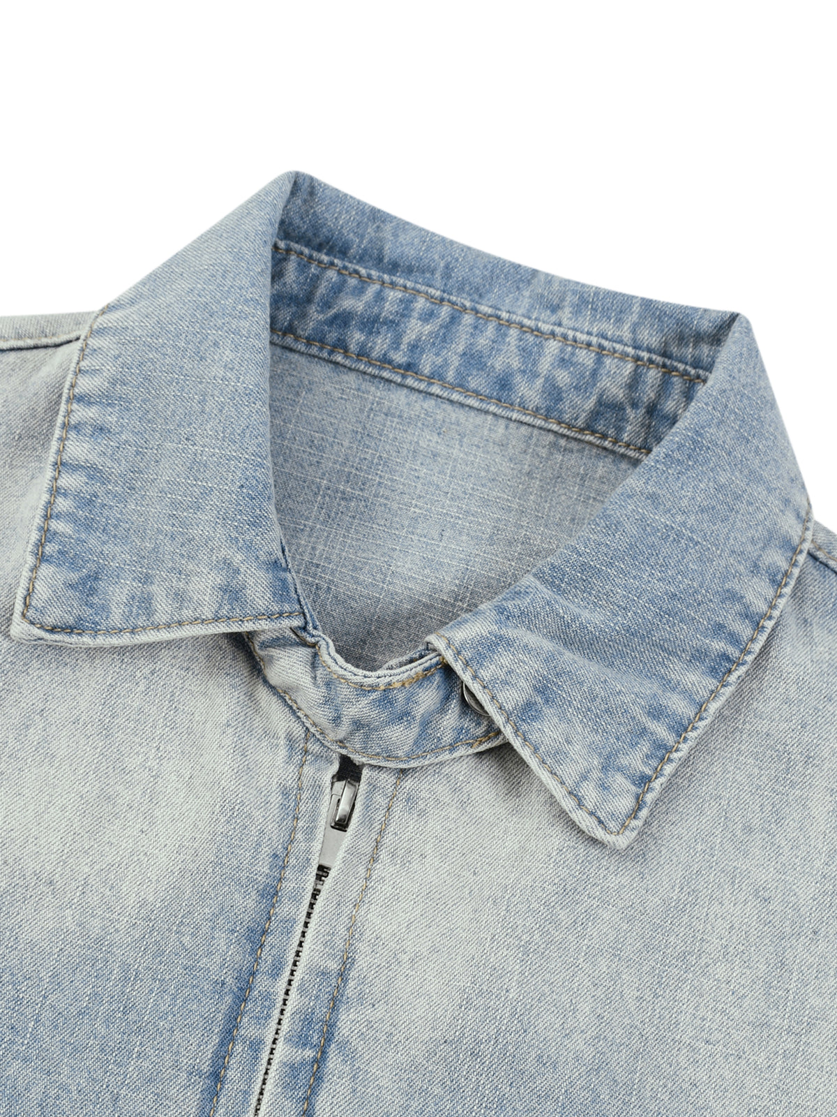 Blue vintage-wash denim, up close
