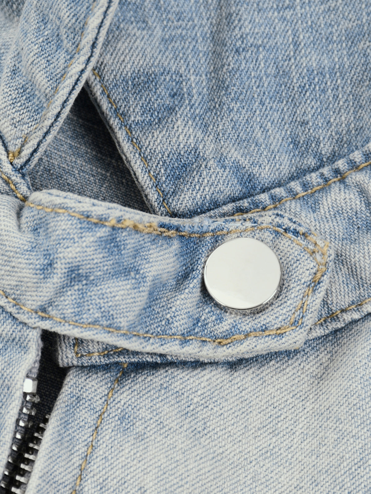 Blue vintage-wash denim, up close