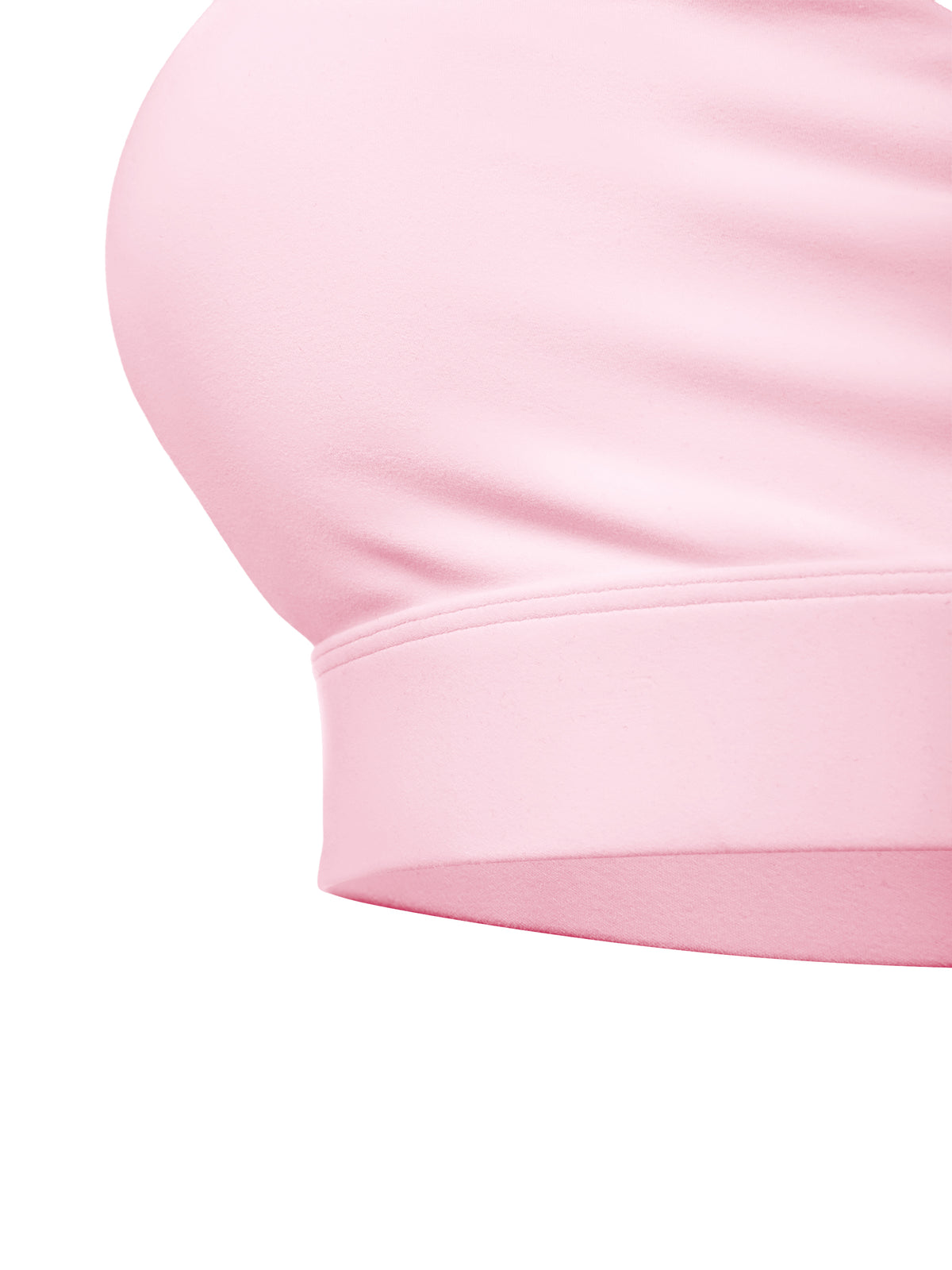Pink sport bra, fabric up close